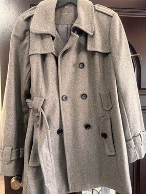 Calvin Klein Woman’s Gray Double-Breasted Wool Trench Coat